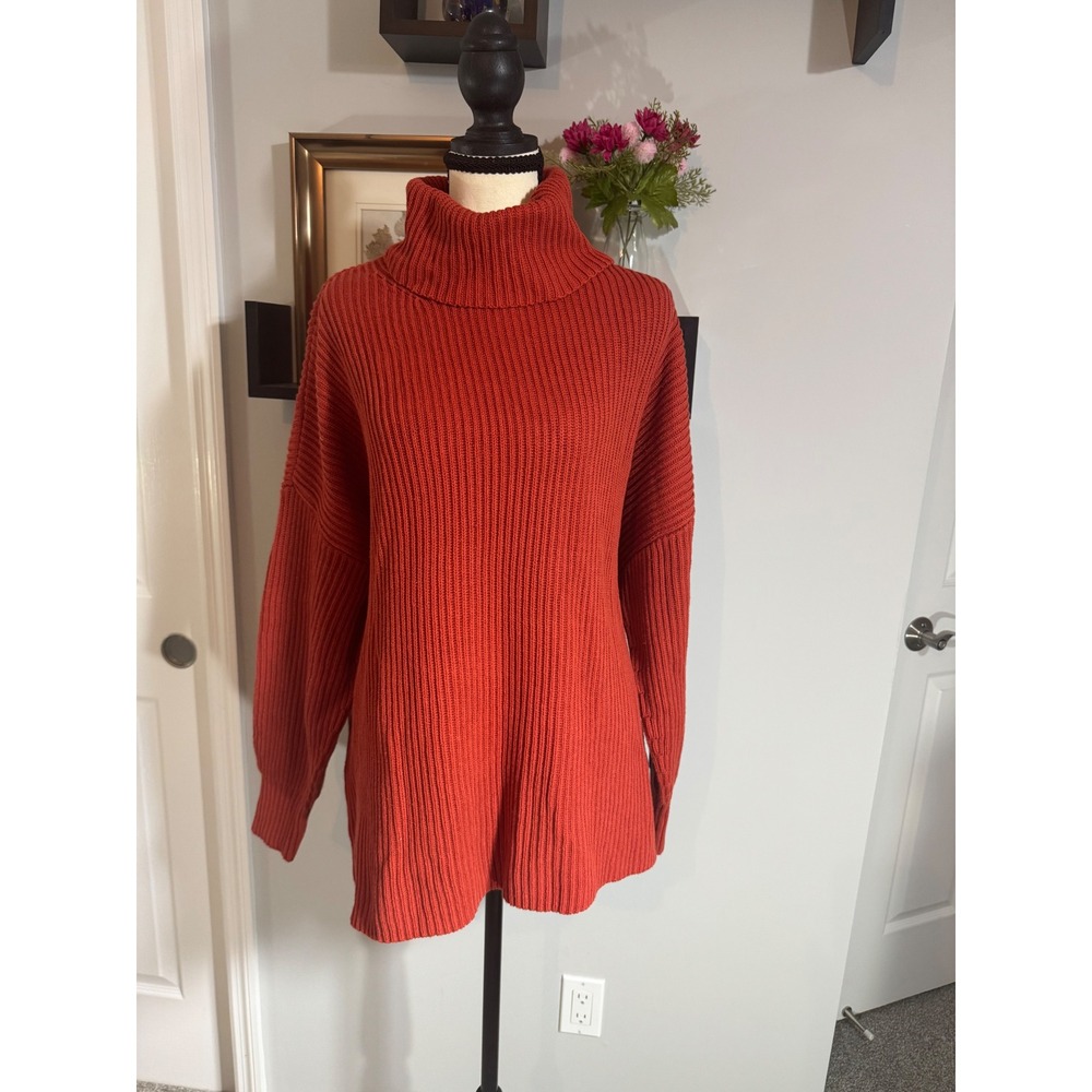 Free Assembly Women XXL/2XL Rust Ribbed Turtleneck Sweater Tunic NWT